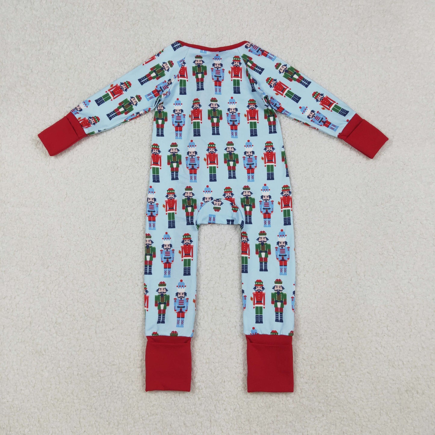LR2599 Christmas soldier blue long sleeve zipper boys romper