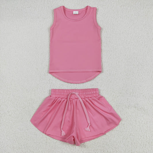 yoga GSSO2501 pink sleeveless shorts girls set