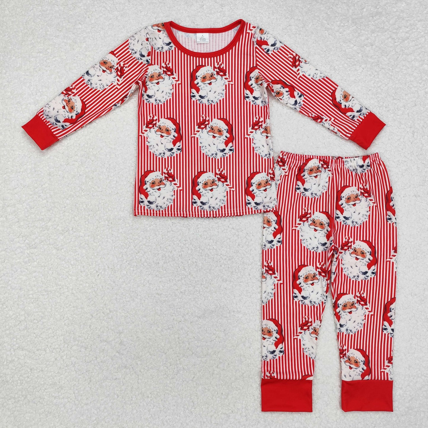 bamboo BLP0917 Christmas Santa red striped long sleeve pants boys pajamas