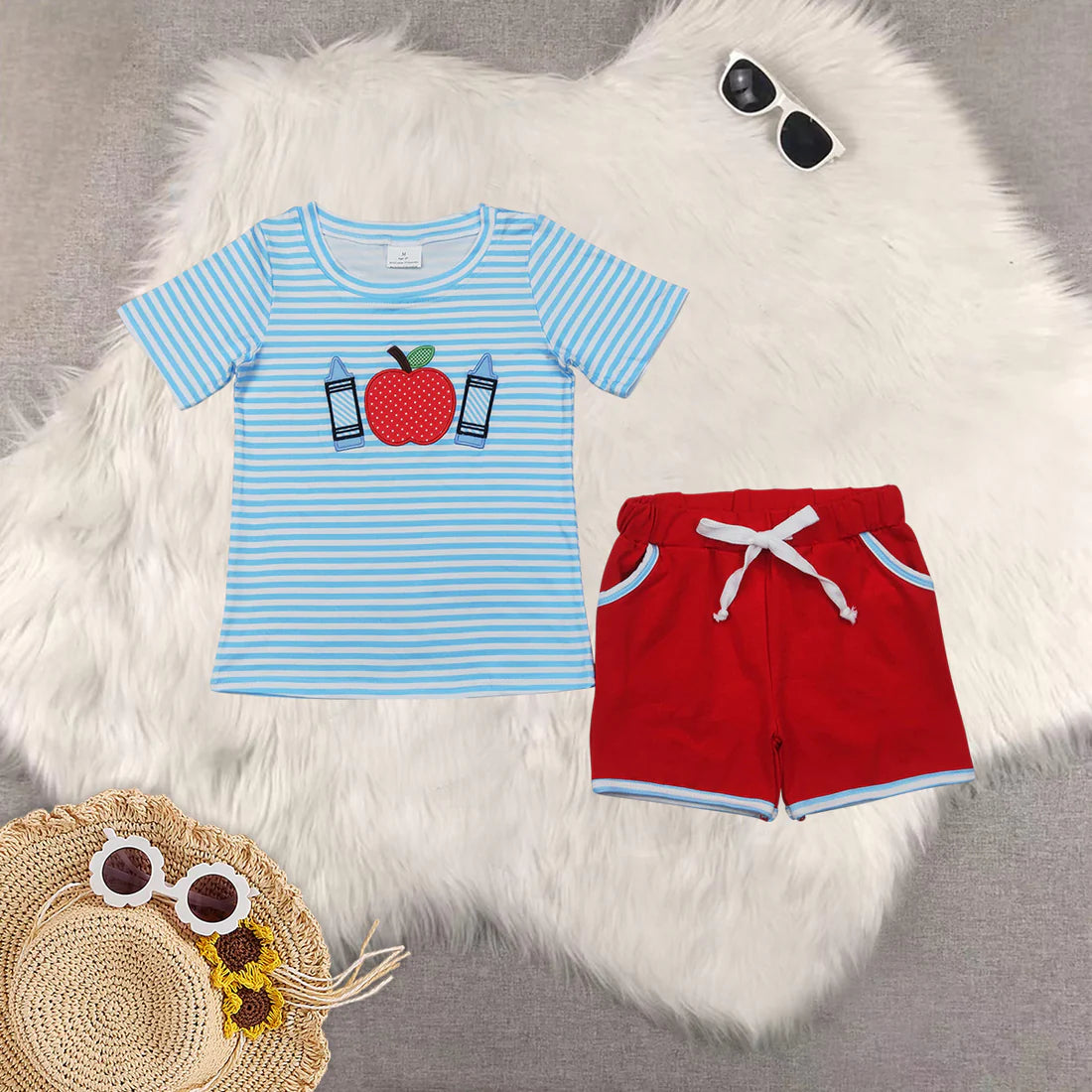 Embroidery back to school set RTS Sibling Clothes