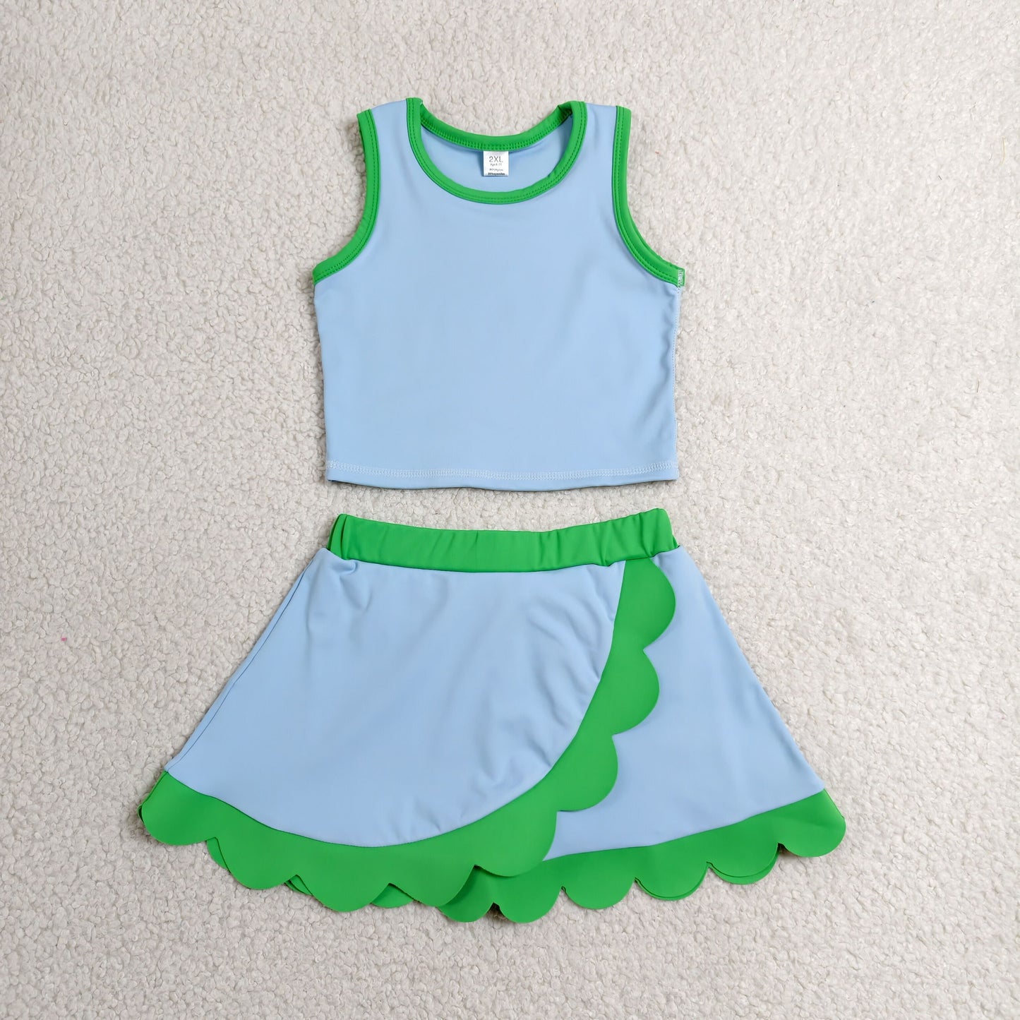 GSD4021 Yoga Blue Sleeveless Skorts Girls Set