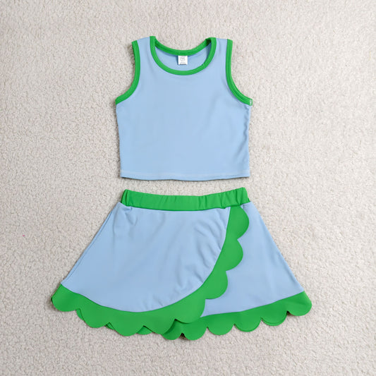 GSD4021 Yoga Blue Sleeveless Skorts Girls Set