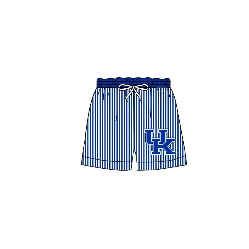 custom S Team blue striped boys swimming trunk single layer