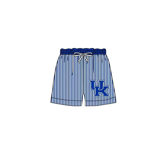 custom S Team blue striped boys swimming trunk single layer