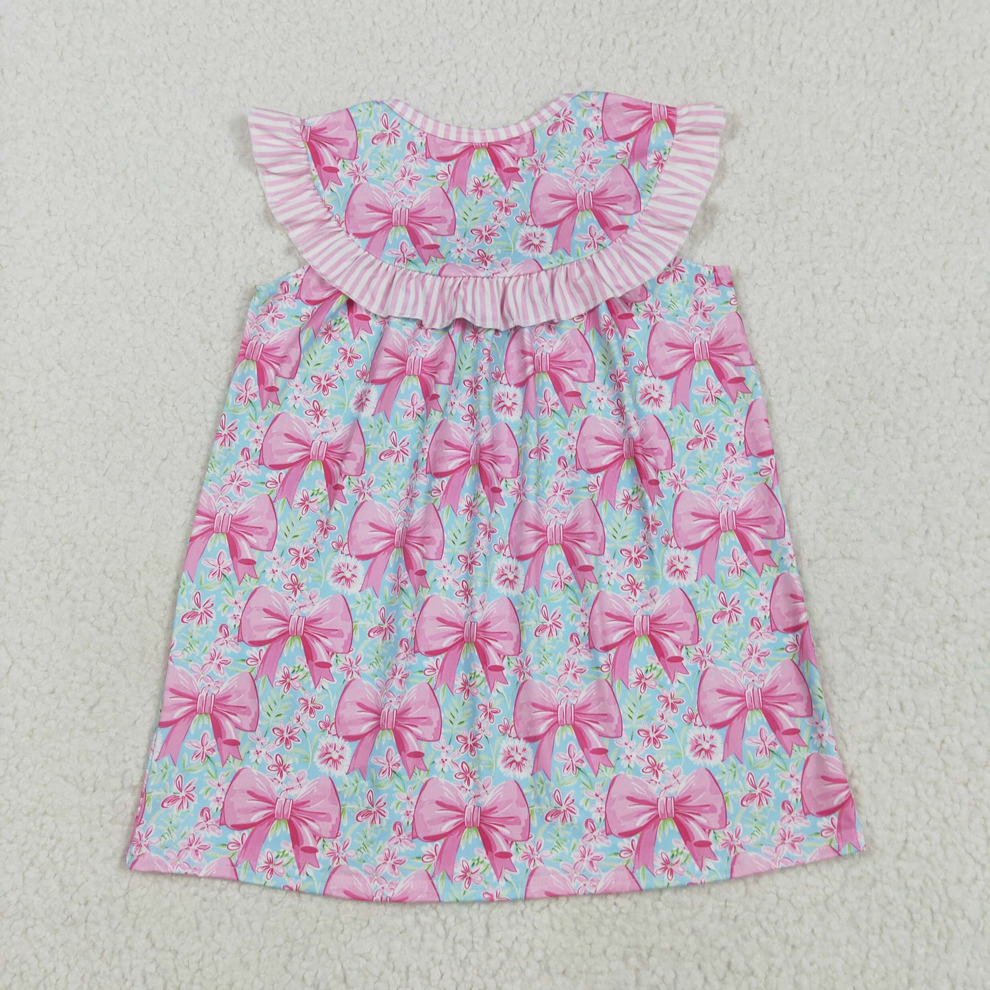 embroidery GSD2534 i love dad hot pink bows flutter sleeve girls dress