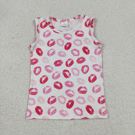 GT1419 Valentine's Day Lips Sleeveless Girls Top