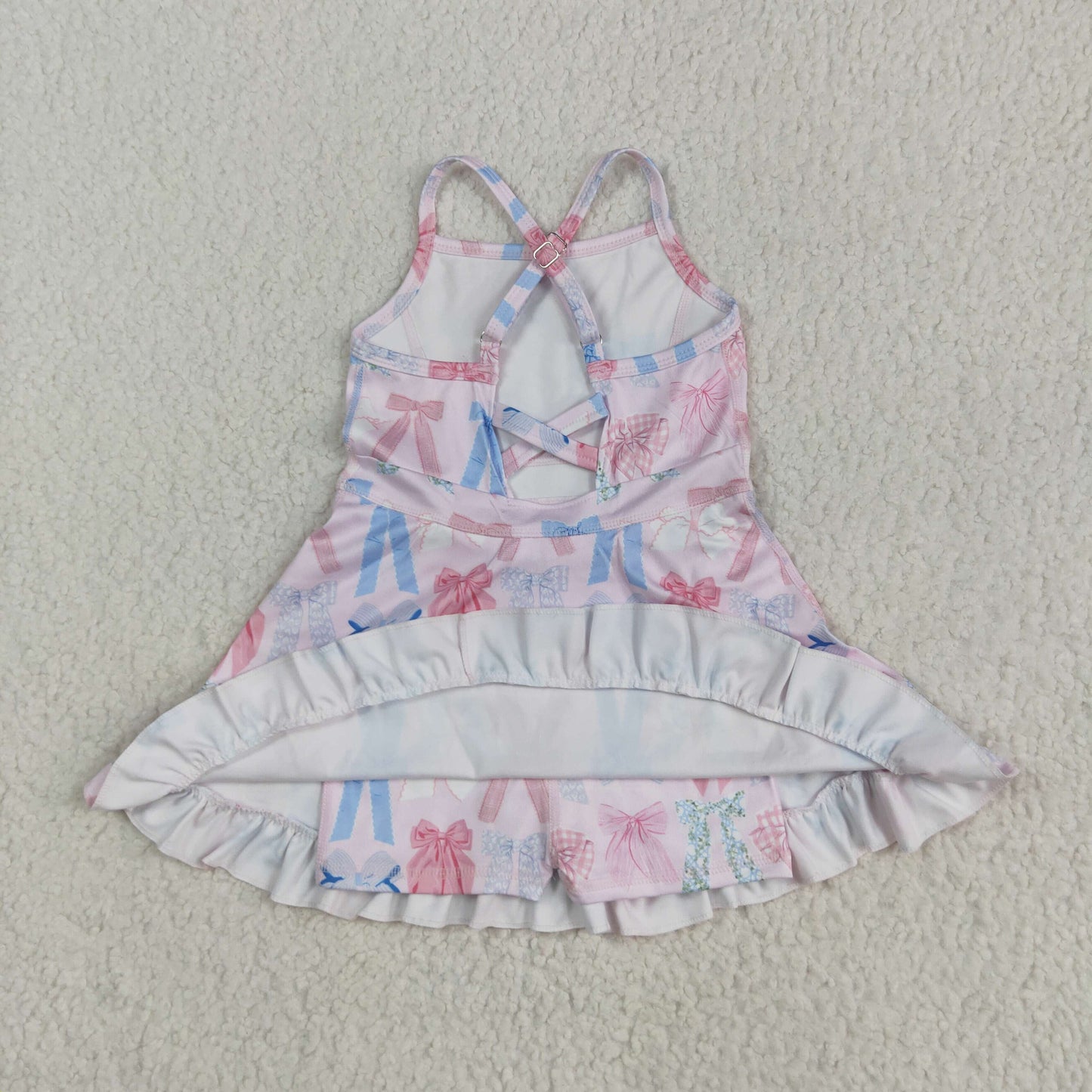 GSD2295 yoga colorful bows pink girls dress with shorts