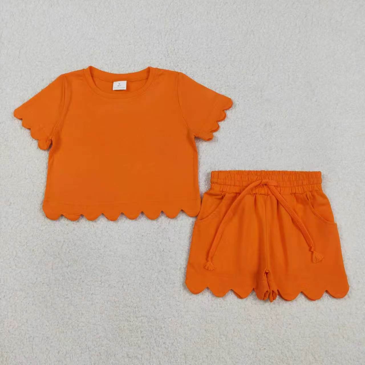 Solid Color Scallop Girls Set RTS Sibling Clothes