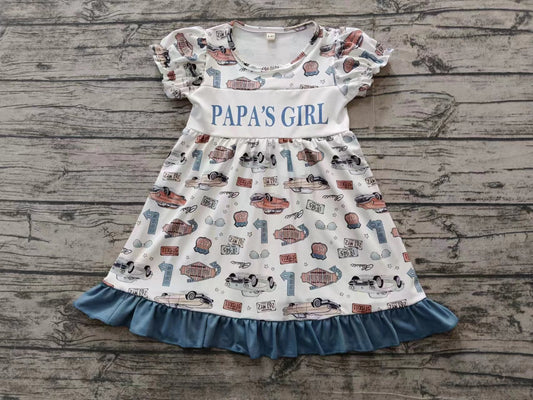 custom PAPA‘s Girl blue short sleeve girls dress