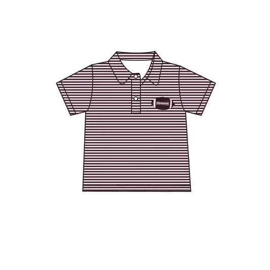 custom S football maroon striped short sleeve boys top