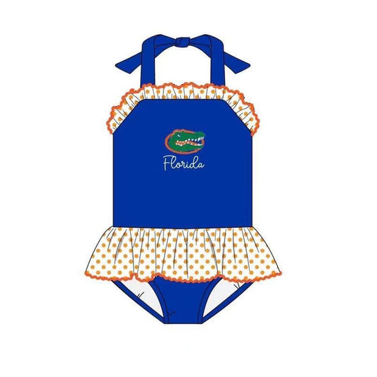 custom football crocodile blue girls bathing swimsuits