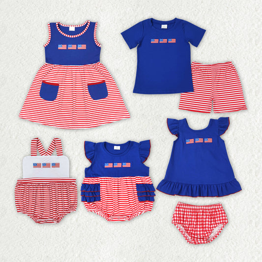embropidery July 4th flag RTS sibling clothes