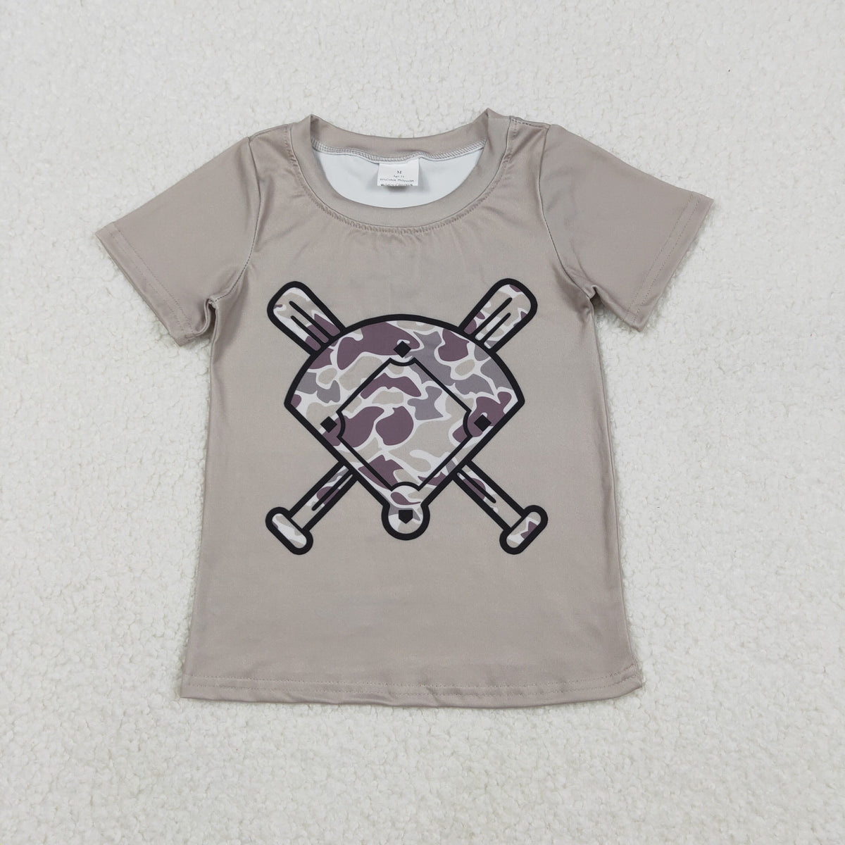 BT1417 hunting baseball camo short sleeve boys top
