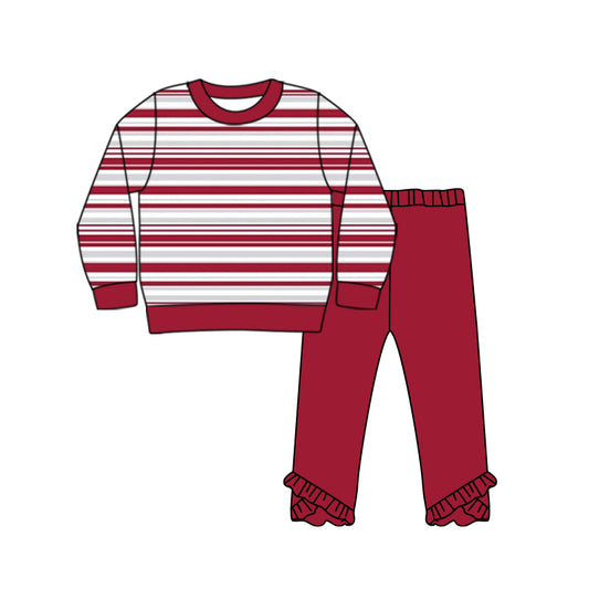 custom football team alabama maroon striped long sleeve pants girls set