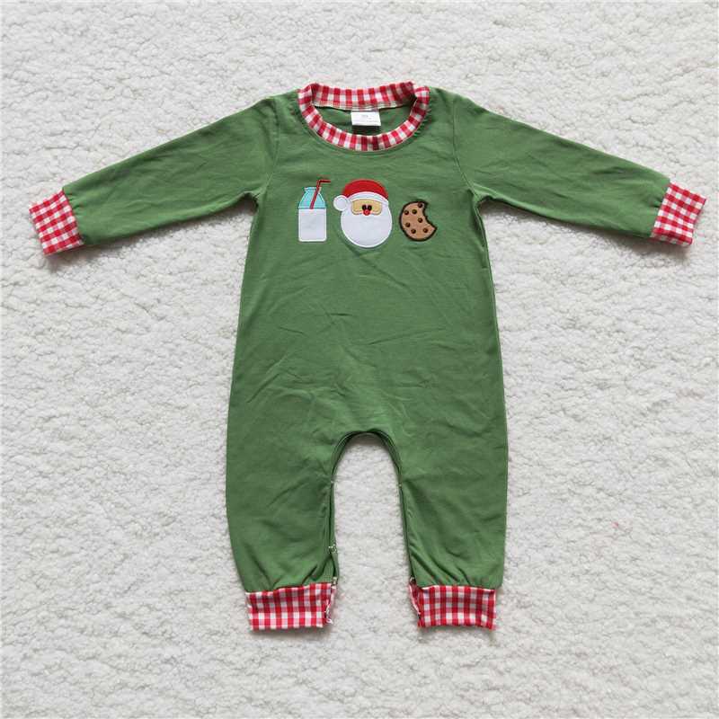 Embroidery Christmas Santa milk cookie green RTS Sibling Clothes