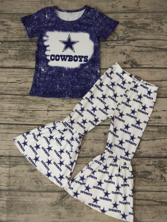 custom S 9.13 Cowboys blue short sleeve pants girls set