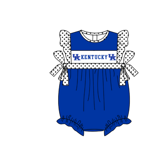Custom Moq 3 Football Team Kentucky Blue Flutter Sleeve Girls Romper