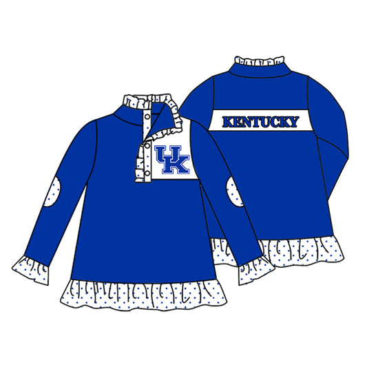 custom moq 3 KENTUCKY Blue Long Sleeve Girls Pullover