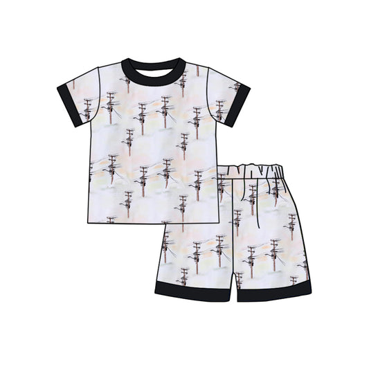 custom style lineman short sleeve shorts boys set