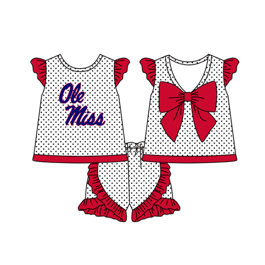 custom S 8.14 Red flutter sleeve shorts girls & boy set