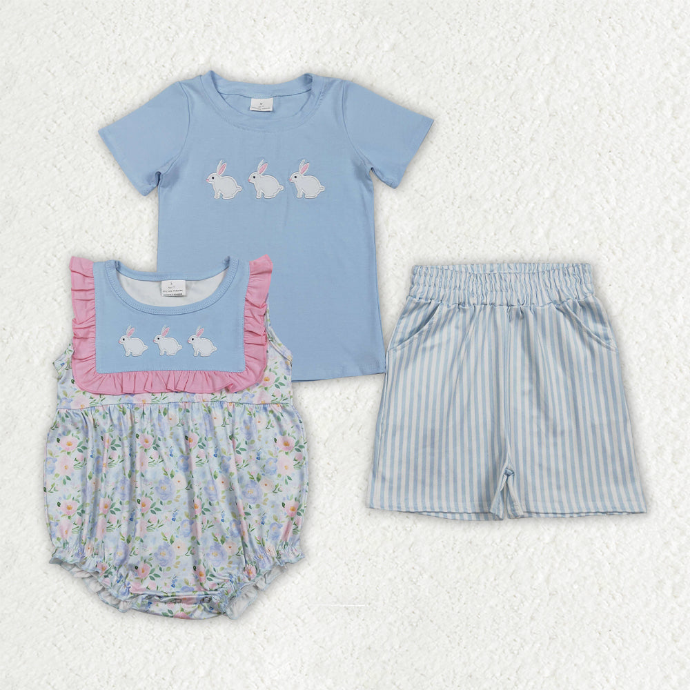 Embroidery Easter Bunny Rabbit Romper/Set RTS Sibling Clothes