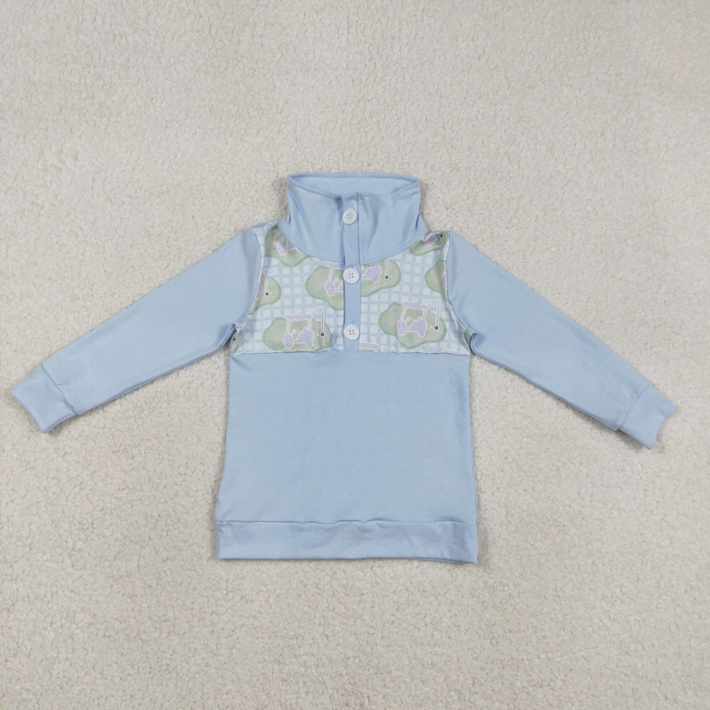 BT1492 Golf Car Light Blue Long Sleeve Boys Top