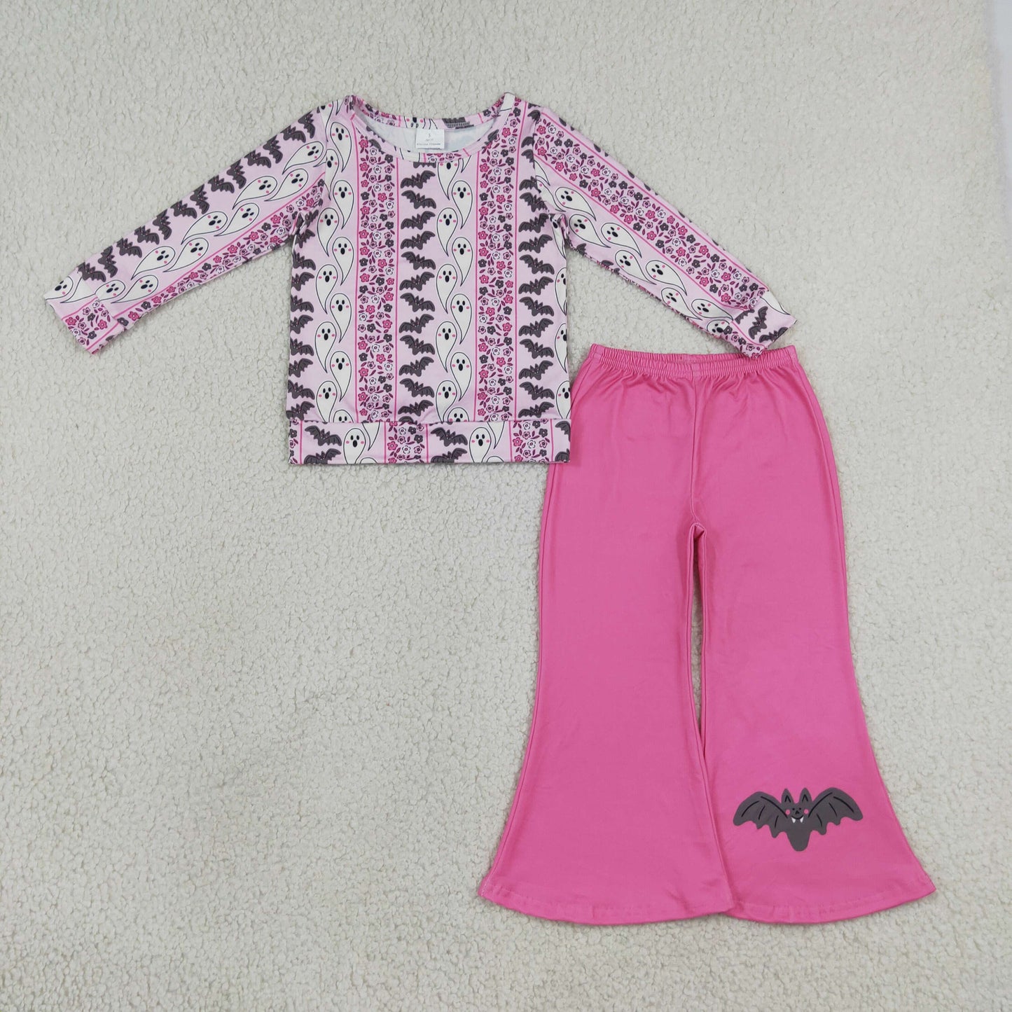 GLP3537 Halloween Spooky Hat Pink Long Sleeve Pants Girls Set