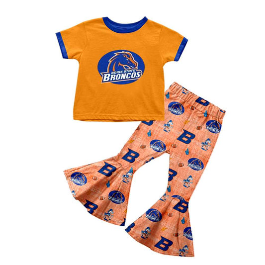 custom S 8.19 Orange short sleeve pants girls set