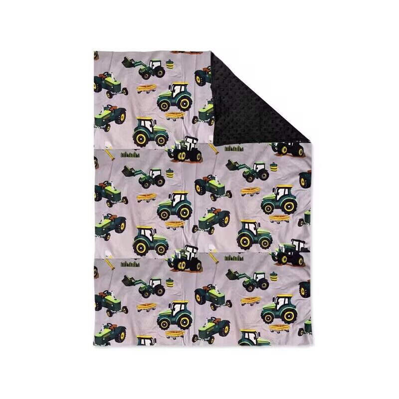 custom farm tractor pink baby blanket