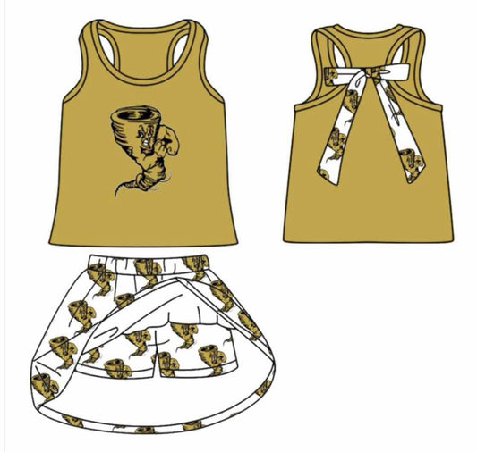 custom moq 3 football team 1 sleeveless with bow skorts girls set