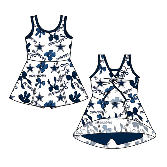 custom moq 3 football team 7 zipper sleeveless skorts girls dress