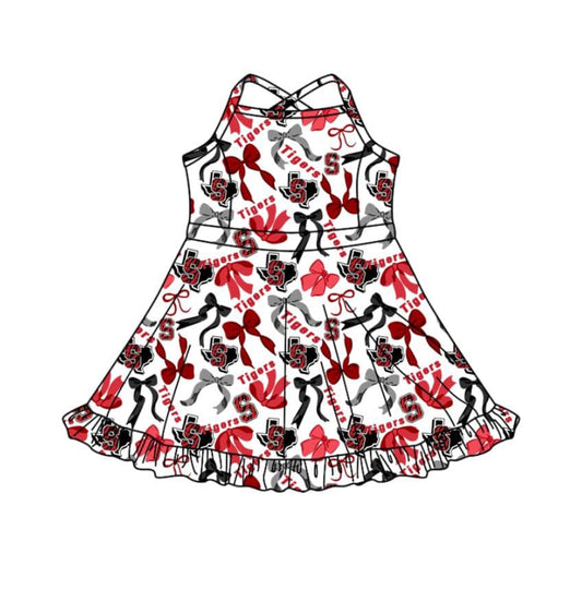 custom moq 3 football team 8 zipper sleeveless skorts girls dress
