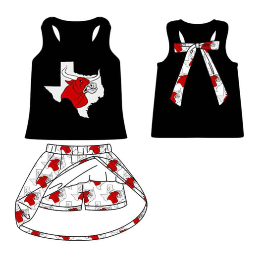 custom moq 3 football team 1 sleeveless with bow skorts girls set