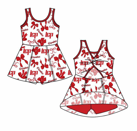 custom moq 3 football team 9 zipper sleeveless skorts girls dress