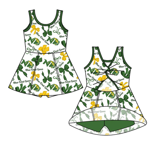 custom moq 3 football team 10 zipper sleeveless skorts girls dress