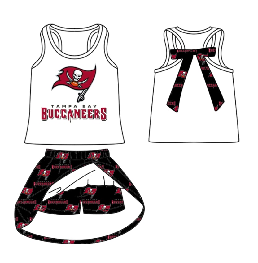 custom moq 3 football team 1 sleeveless with bow skorts girls set
