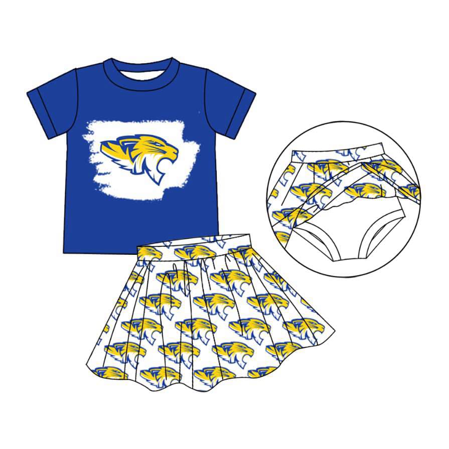 custom moq 3 football team 9 short sleeve skorts girls set