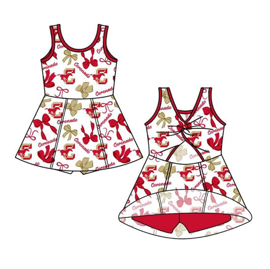 custom moq 3 football team 12 zipper sleeveless skorts girls dress