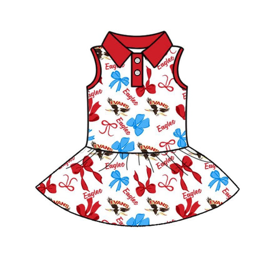 custom moq 3 football team 12 zipper sleeveless skorts girls dress