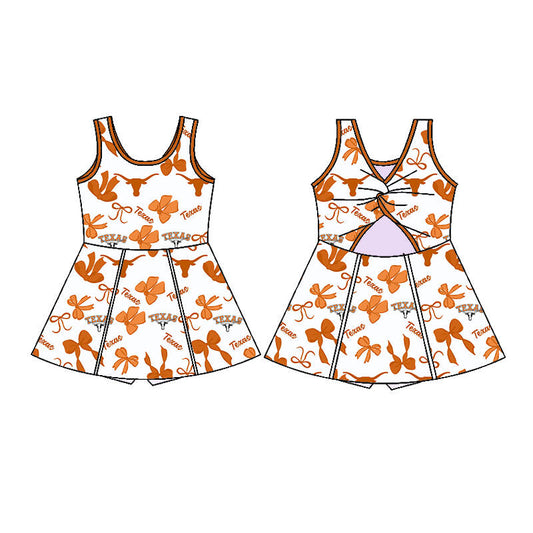custom moq 3 football team 2 zipper sleeveless skorts girls dress
