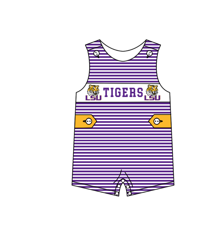 Custom Moq 3 Football Item Tiger Purple Sleeveless Boys Romper