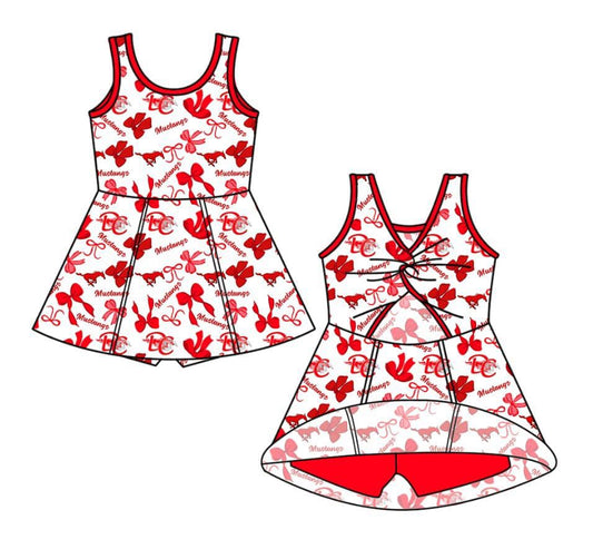 custom moq 3 football team 4 zipper sleeveless skorts girls dress