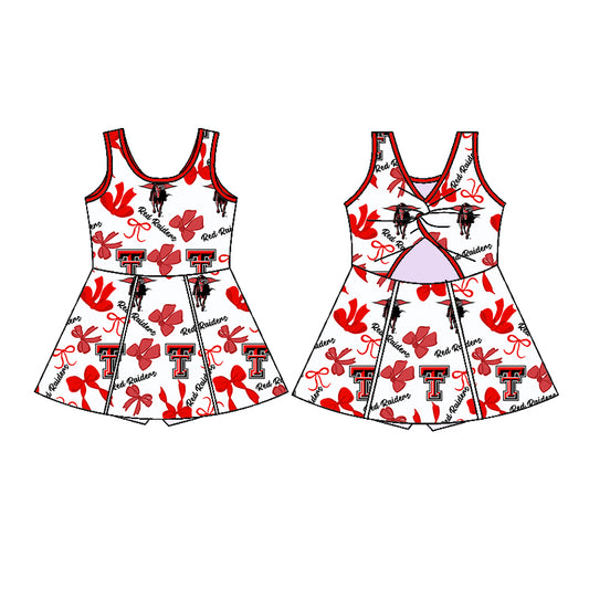 custom moq 3 football team 5 zipper sleeveless skorts girls dress