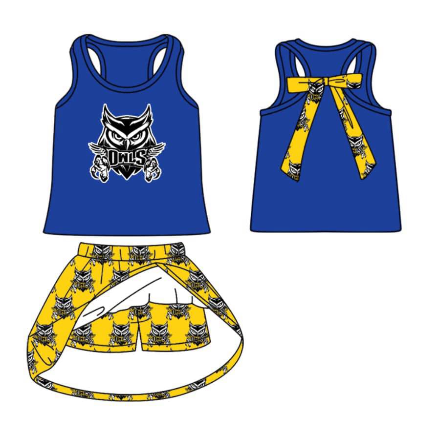 custom moq 3 football team 1 sleeveless with bow skorts girls set