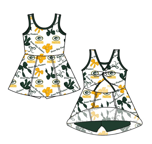 custom moq 3 football team 6 zipper sleeveless skorts girls dress