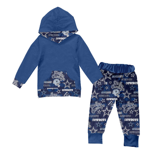 custom S 8.12 Team blue pocket hoodie boys set