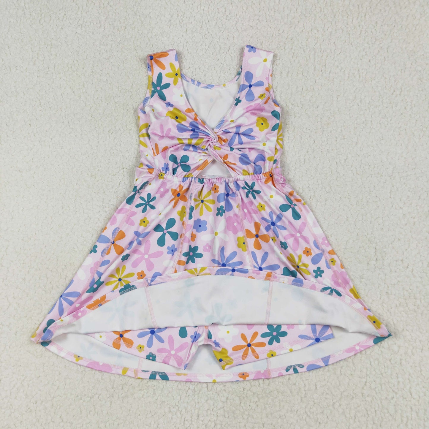 GSD2113 colorful flowers pink sleeveless skorts girls dress