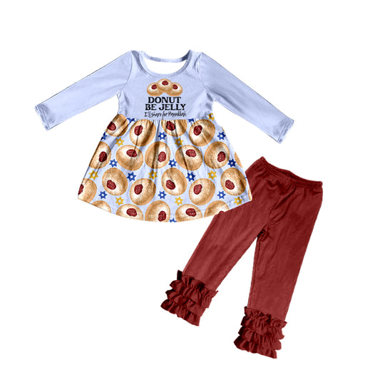 custom S 8.19 Donut blue long sleeve red pants girls set