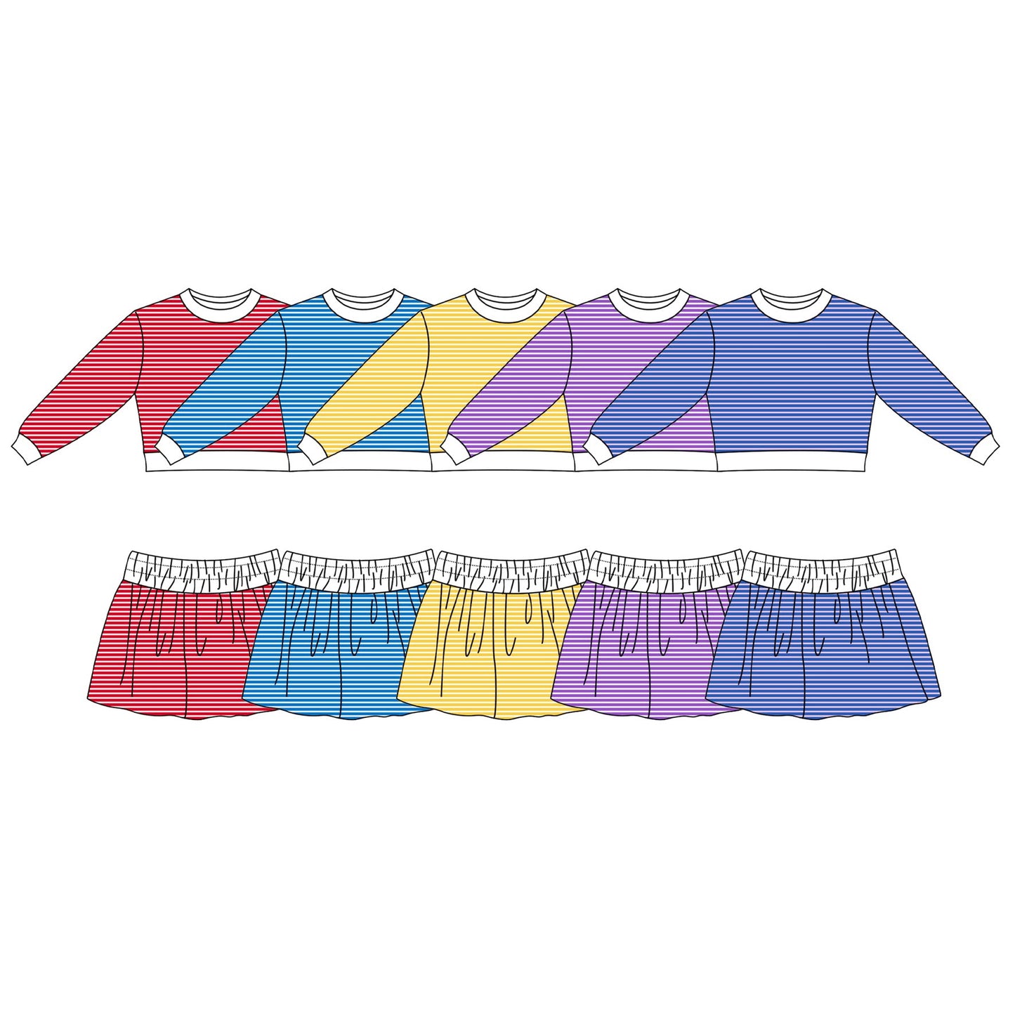 preorder Yoga Striped Skorts Girls Set Sibling Clothes