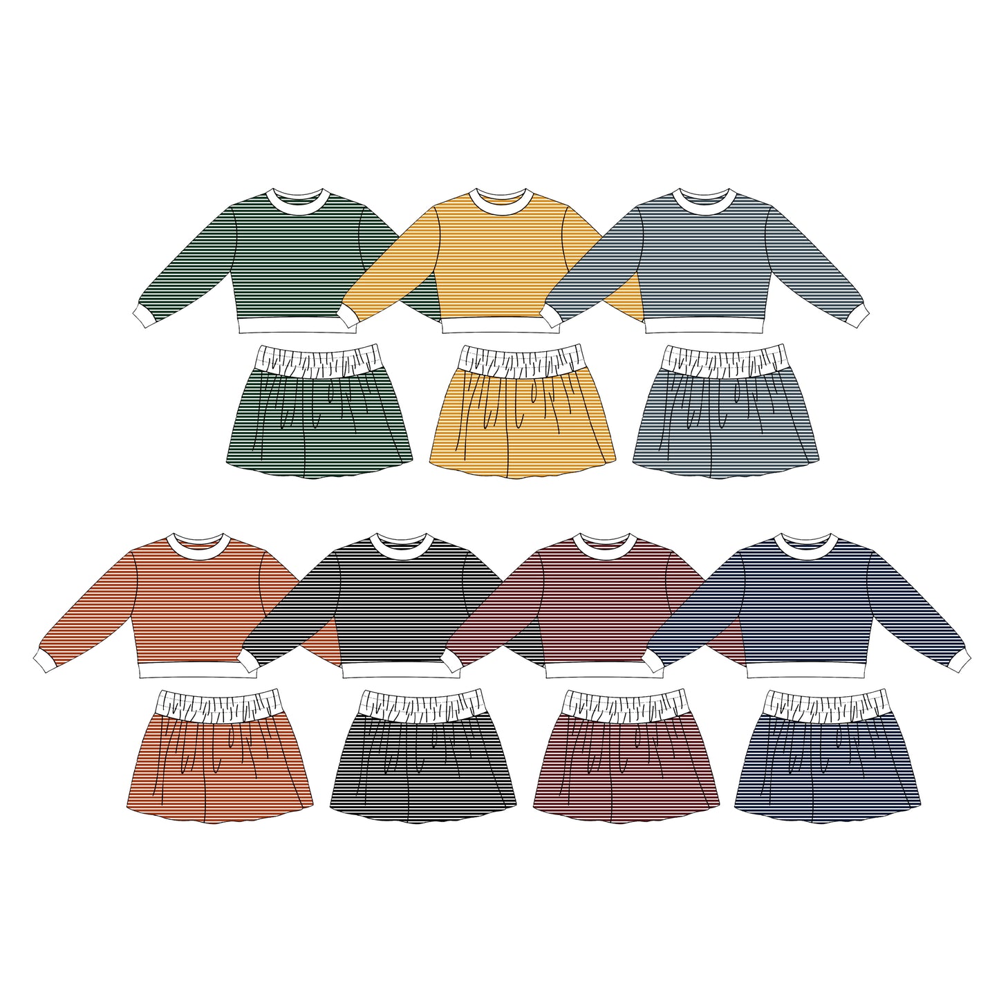 preorder Yoga Striped Skorts Girls Set Sibling Clothes